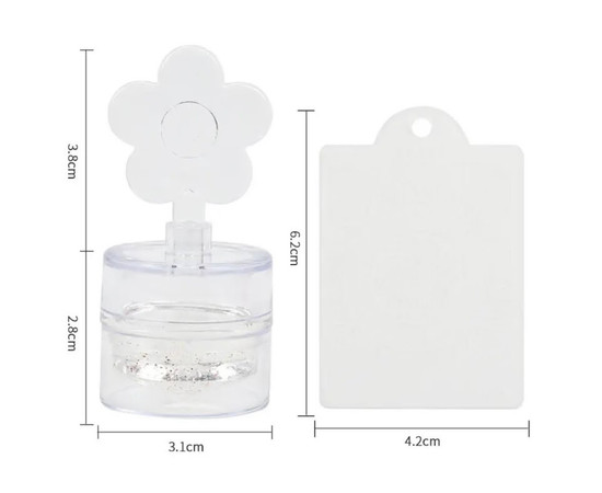 Зображення 2 Штамп для стемпінгу "Квітка" з прозорою подушечкою зі стразами + пластина (скраббер) для дизайну нігтів 367 Прозорий