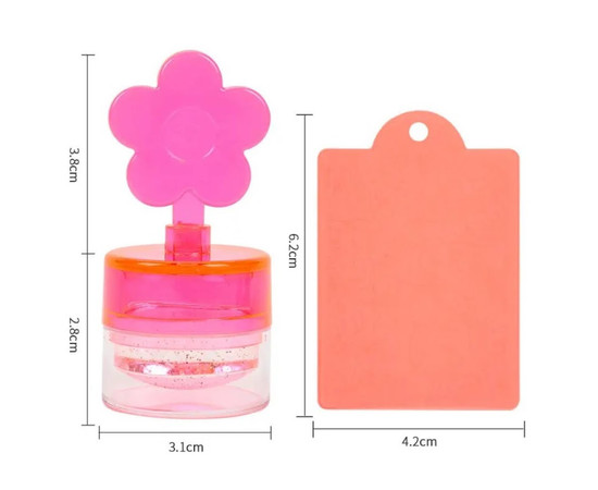 Зображення 2 Штамп для стемпінгу "Квітка" з прозорою подушечкою зі стразами + пластина (скраббер) для дизайну нігтів 367 Рожевий