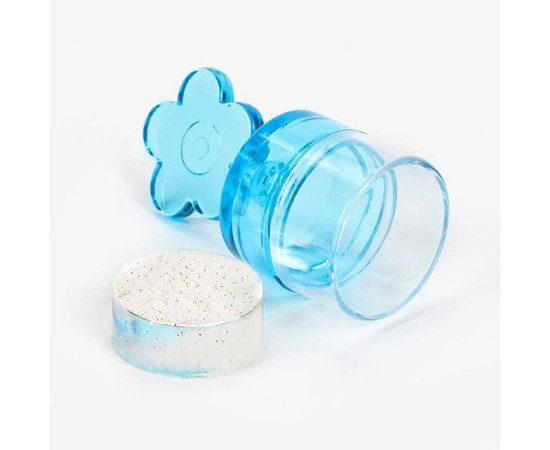 Зображення 2 Штамп для стемпінгу "Квітка" з прозорою подушечкою зі стразами + пластина (скраббер) для дизайну нігтів 367 Синій