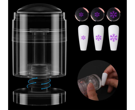 Зображення 7 Прозорий штамп для стемпінгу з поворотним механізмом для регулювання розміру малюнка + 1 скрапер - 451