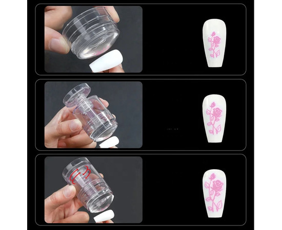 Зображення 4 Прозорий штамп для стемпінгу з поворотним механізмом для регулювання розміру малюнка + 1 скрапер - 451