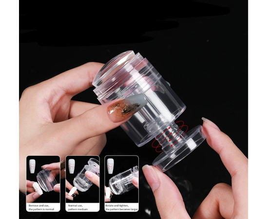 Зображення 6 Прозорий штамп для стемпінгу з поворотним механізмом для регулювання розміру малюнка + 1 скрапер - 451