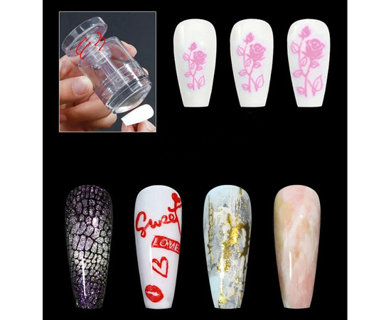 Зображення 5 Прозорий штамп для стемпінгу з поворотним механізмом для регулювання розміру малюнка + 1 скрапер - 451