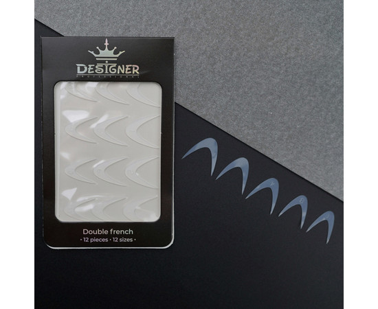 Зображення 2 Силіконові молди Дизайнер для верхніх форм для французького манікюру – 12 шт. уп. різних розмірів Double french - E