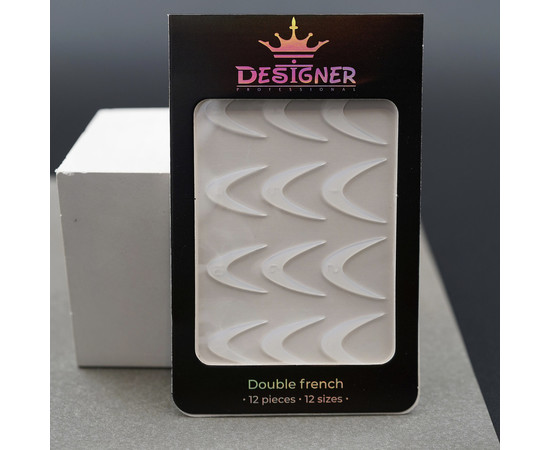 Зображення 3 Силіконові молди Дизайнер для верхніх форм для французького манікюру – 12 шт. уп. різних розмірів Double french - E