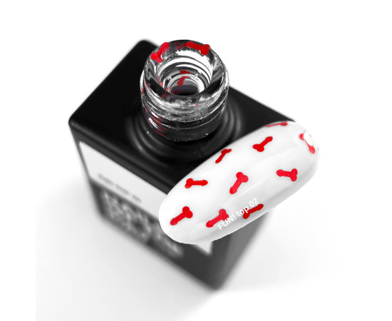 Зображення 2 Nails of the Day FUN! top 02 – прозорий топ без липкого шару з червоним арт-декором, 10 мл, Об'єм (мл, г): 10, Колір: 02