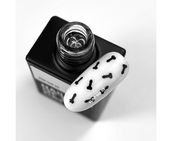 Зображення 2 Nails of the Day FUN! top 03 – прозорий топ без липкого шару з чорним арт-декором, 10 мл, Об'єм (мл, г): 10, Колір: 03