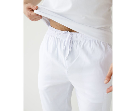 Изображение 5 Медицинские брюки мужские джоггеры стрейч белые р. 56, "БЕЛЫЙ ХАЛАТ" 504-324-730, Размер: 56, Цвет: белый