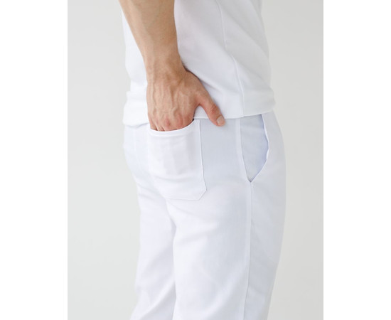 Изображение 4 Медицинские брюки мужские джоггеры стрейч белые р. 52, "БЕЛЫЙ ХАЛАТ" 504-324-730, Размер: 52, Цвет: белый
