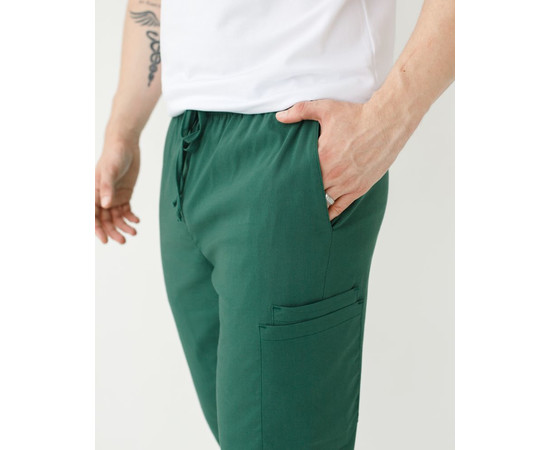 Изображение 5 Медицинские брюки мужские джоггеры стрейч зеленые р. 56, "БЕЛЫЙ ХАЛАТ" 504-350-730, Размер: 56, Цвет: зеленый