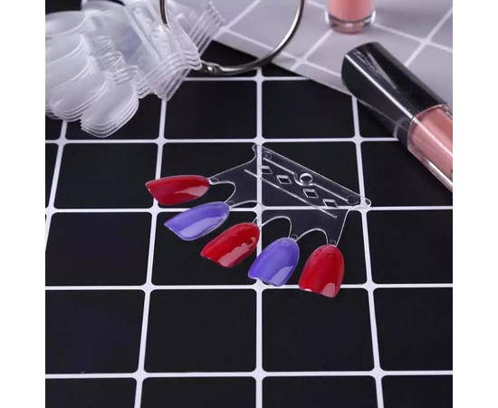 Зображення 2 Палітра "Корона" (50 типс на кільці 5.5 см) "Овал" для демонстрації лаків/гель-лаків. Прозорий