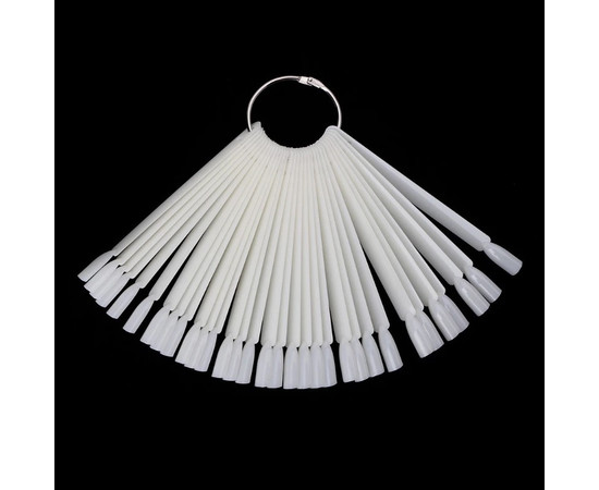 Изображение 3 Палитра-веер на кольце (50 типс, 12.3 см) "Мягкий квадрат" для демонстрации гель-лаков и дизайнов. Молочный