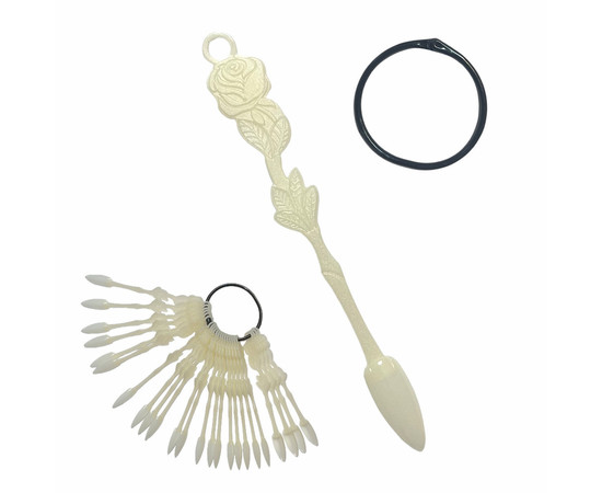 Зображення 4 Палітра-віяло "Троянда" (24 шт на кільці) молочна «Миндаль» - для демонстрації гель-лаків