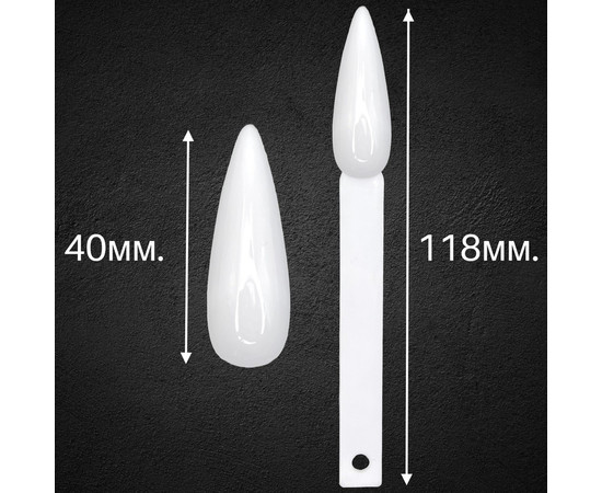 Зображення 2 Палітра - віяло (40 типс, 11.8 см) "Стилет - Мигдаль" для демонстрації різних дизайнів та лаків. Білий