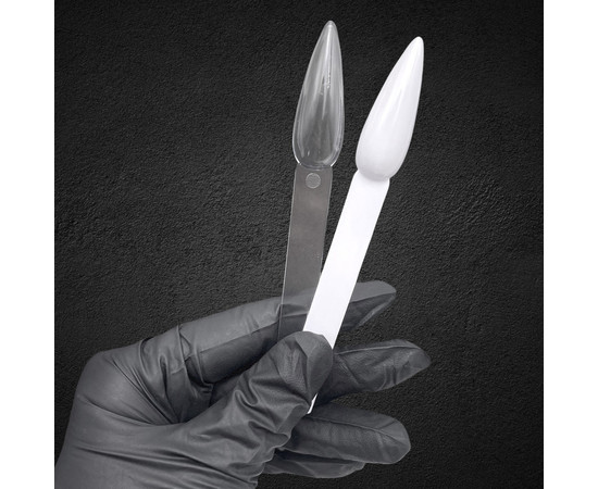 Зображення 4 Палітра - віяло (40 типс, 11.8 см) "Стилет - Мигдаль" для демонстрації різних дизайнів та лаків. Білий