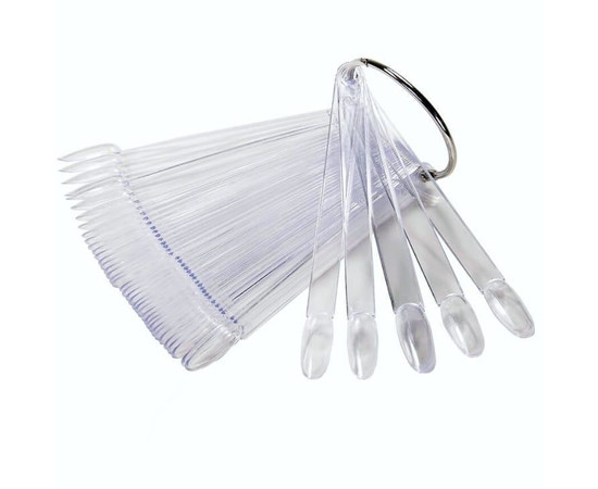 Зображення 2 Палітра - віяло на кільці (50 типс, 12.3 см) "Міндаль" для демонстрації гель-лаків та дизайнів. Прозорий