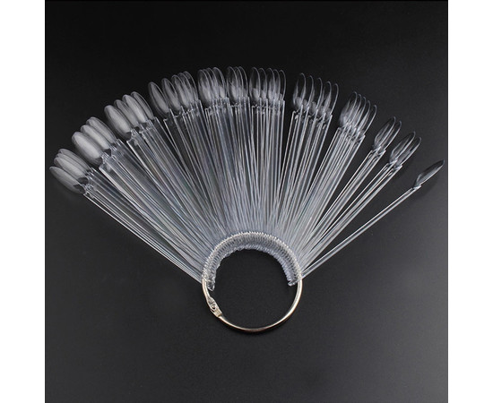 Зображення 3 Палітра - віяло на кільці (50 типс, 12.3 см) "Міндаль" для демонстрації гель-лаків та дизайнів. Прозорий