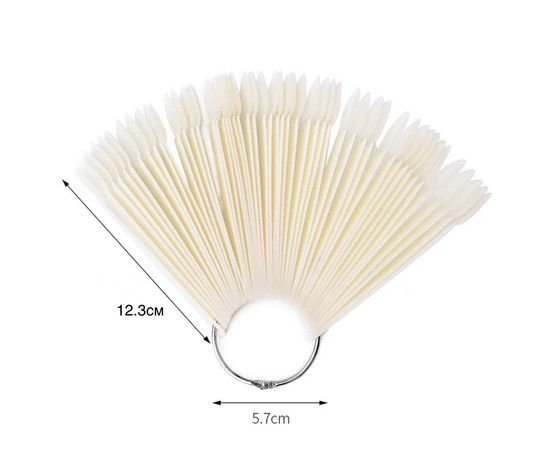 Зображення 2 Палітра - віяло на кільці (50 типс, 12.3 см) "Міндаль" для демонстрації гель-лаків та дизайнів. Молочний