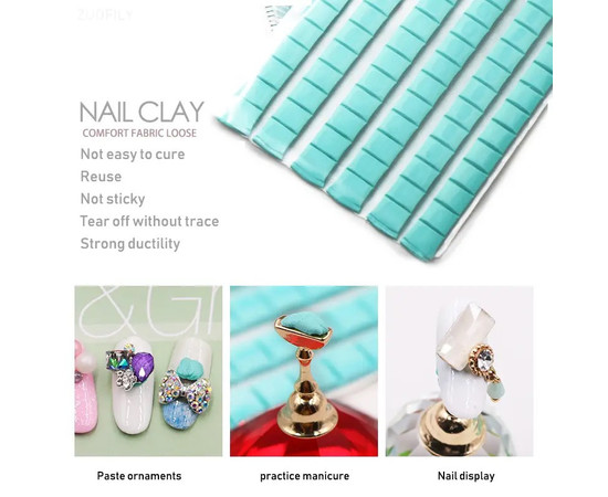 Изображение 5 Пластилин-клей для фиксации типс, накладных ногтей Зеленый