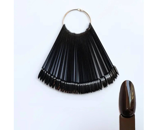 Зображення 3 Палітра - віяло на кільці (50 типс, 12.3 см) "Міндаль" для демонстрації гель-лаків та дизайнів. Чорний