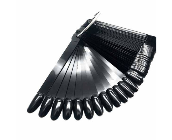 Зображення 2 Палітра - віяло на кільці (50 типс, 12.3 см) "Міндаль" для демонстрації гель-лаків та дизайнів. Чорний