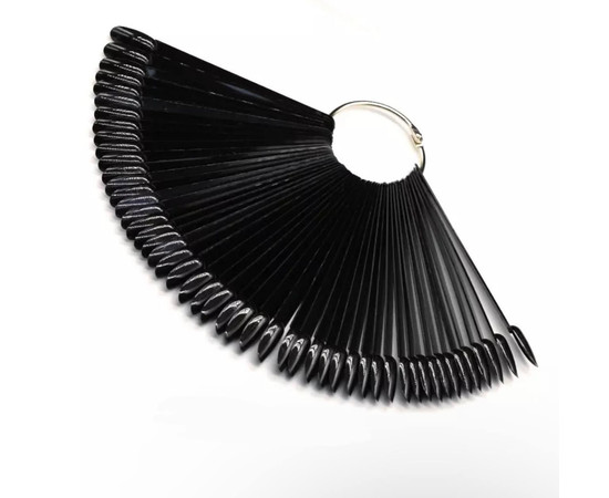 Зображення 5 Палітра - віяло на кільці (50 типс, 12.3 см) "Міндаль" для демонстрації гель-лаків та дизайнів. Чорний