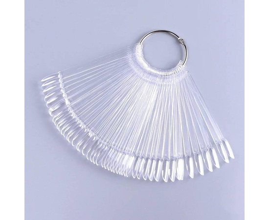 Зображення 4 Палітра - віяло на кільці (50 типс, 12.3 см) "Міндаль" для демонстрації гель-лаків та дизайнів. Прозорий