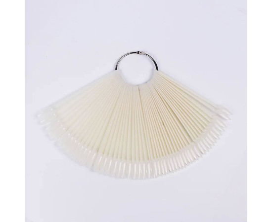 Зображення 4 Палітра - віяло на кільці (50 типс, 12.3 см) "Міндаль" для демонстрації гель-лаків та дизайнів. Молочний