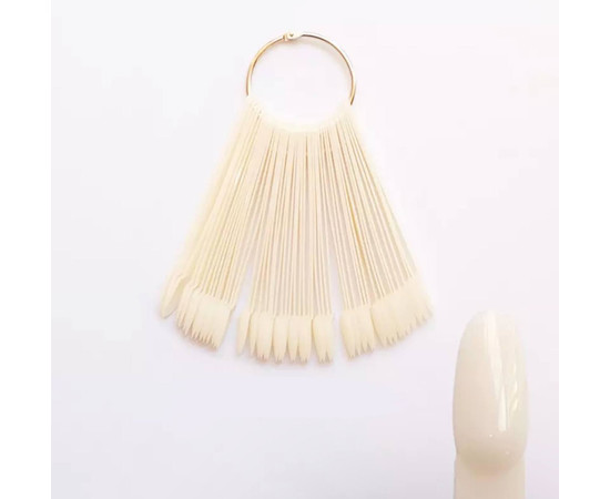 Зображення 3 Палітра - віяло на кільці (50 типс, 12.3 см) "Міндаль" для демонстрації гель-лаків та дизайнів. Молочний