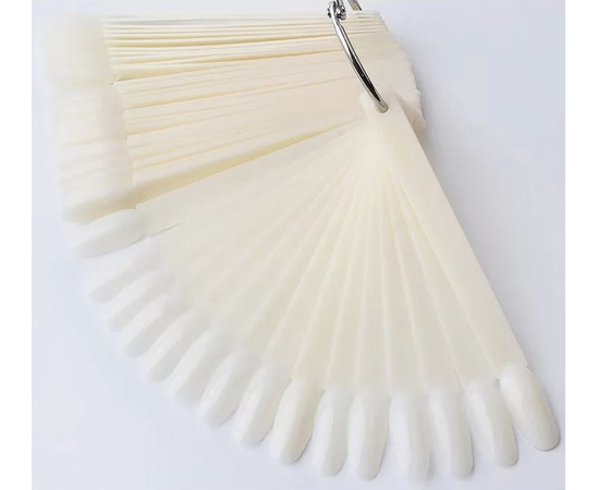 Зображення 6 Палітра - віяло на кільці (50 типс, 12.3 см) "Міндаль" для демонстрації гель-лаків та дизайнів. Молочний