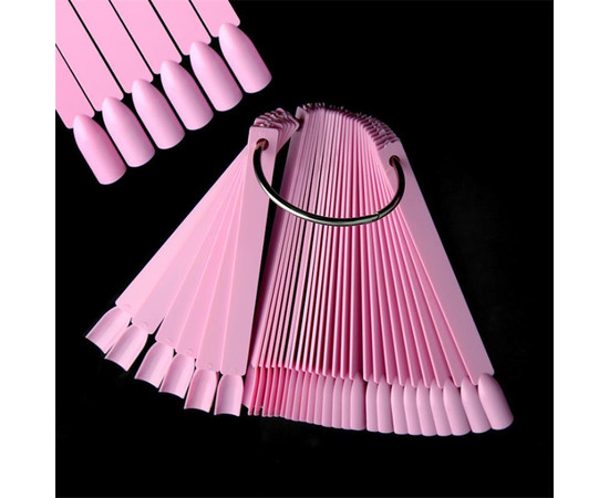 Изображение 5 Палитра-веер на кольце (50 типс, 12.3 см) "Мягкий квадрат" для демонстрации гель-лаков и дизайнов Розовый