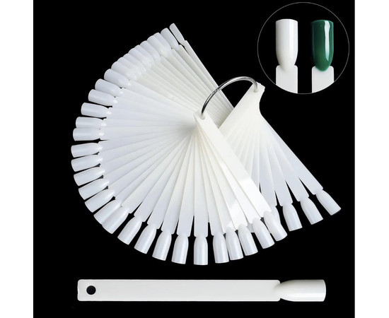 Изображение 2 Палитра-веер на кольце (50 типс, 12.3 см) "Мягкий квадрат" для демонстрации гель-лаков и дизайнов Белый