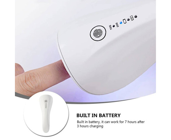 Зображення 4 Міні UV/LED лампа LSQ3 на акумуляторі та USB шнуром для сушіння гель лаку (гелевих типс, верхніх форм), 5 Вт.