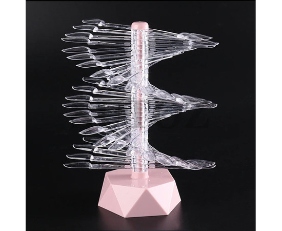 Зображення 2 Палітра-віяло Oval з прозорими тіпсами на підставці для фарбування гель лаків, 60 шт Рожевий/ Pink