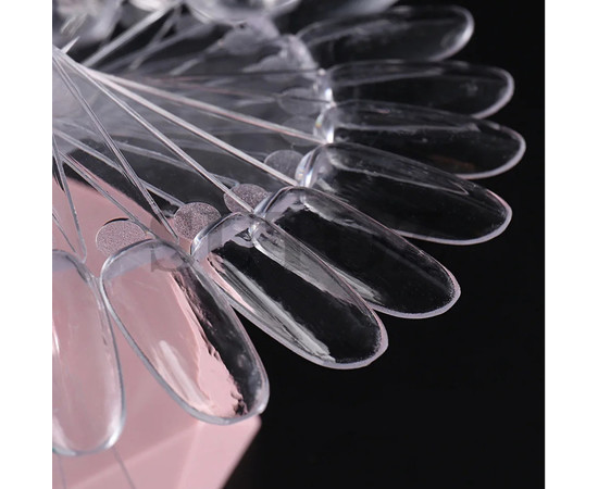 Зображення 3 Палітра-віяло Oval з прозорими тіпсами на підставці для фарбування гель лаків, 60 шт Рожевий/ Pink