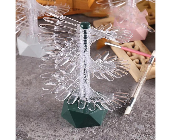 Зображення 3 Палітра-віяло Oval з прозорими тіпсами на підставці для фарбування гель лаків, 60 шт Зелений/ Green