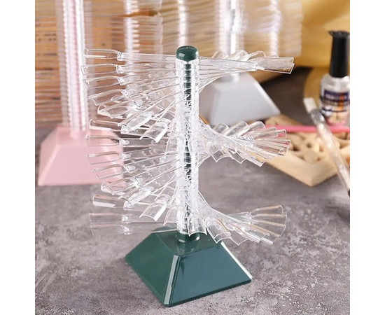 Зображення 2 Палітра-серпантин (спіраль) Square (60 шт.) з прозорими тіпсами на підставці для фарбування гель лаків Зелений/ Green