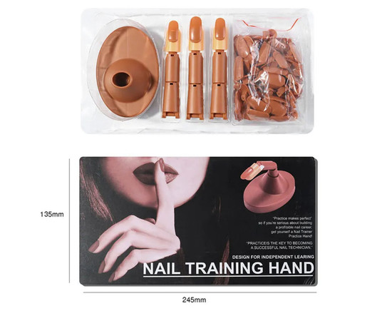 Зображення 8 Тренувальний гнучкий палець-муляж (3 шт) на підставці для манікюру + типси (100 шт.)