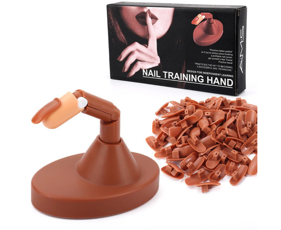 Зображення 10 Тренувальний гнучкий палець-муляж (3 шт) на підставці для манікюру + типси (100 шт.)