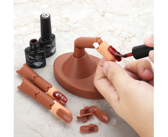 Зображення 9 Тренувальний гнучкий палець-муляж (3 шт) на підставці для манікюру + типси (100 шт.)