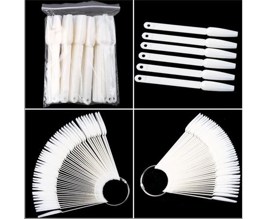 Зображення 4 Палітра-віяло на кільці (50 типс, 12 см) для демонстрації гель-лаків та дизайнів - 447 Молочний