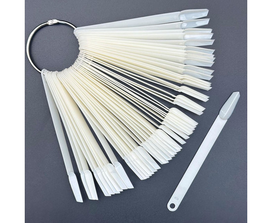 Зображення 2 Палітра-віял прозора на кільці (50 типс, 13 см) для демонстрації гель-лаків та дизайнів - 450 Молочний