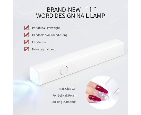 Зображення 5 Лампа (ліхтарик) Led 4 для сушіння нігтів (гелевих тіпс, верхніх форм, декору) - на акумуляторі USB, 3 Вт. Білий