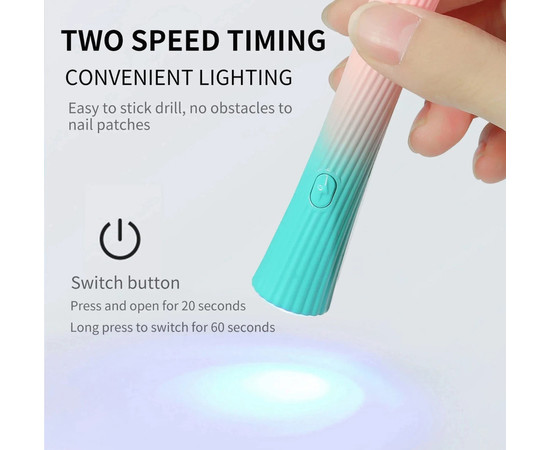 Изображение 5 Лампа-фонарик Led 5 с аккумулятором для сушки ногтей (гелевых типс, верхних форм, декора) - на USB, 3 Вт.