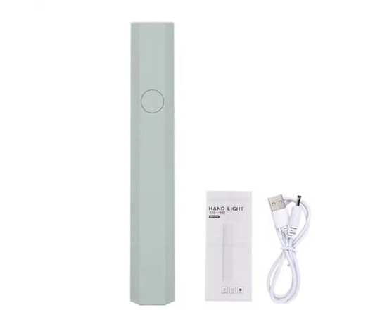 Зображення 2 Лампа (ліхтарик) для сушіння нігтів (гелевих типс, верхніх форм, декору) - на акумуляторі 180mAh та USB, 3 Вт. Зелений