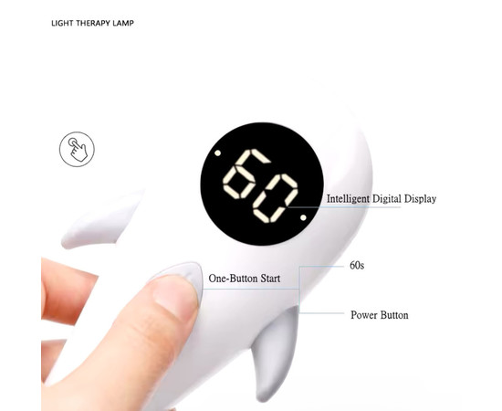 Изображение 6 Портативная лампа Led 19 "Дельфин" на аккумуляторе для сушки ногтей (верхних форм, декора, гелевых типс), 5 Вт. Белый