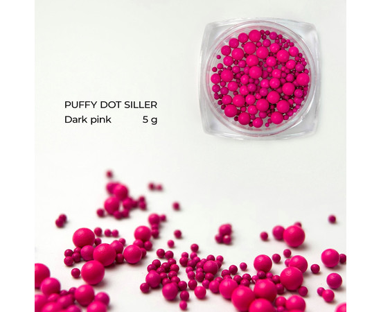 Зображення 2 Бульонки кольорові для декору нігтів Siller Puffy Dot Dark pink Темно-рожевий, 5 г