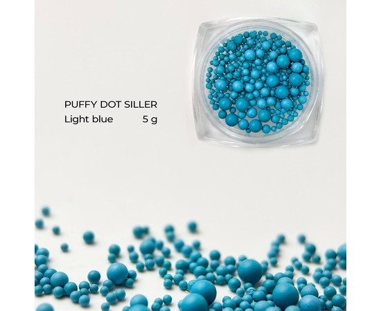 Зображення 2 Бульонки кольорові для декору нігтів Siller Puffy Dot Light blue Блакитний, 5 г