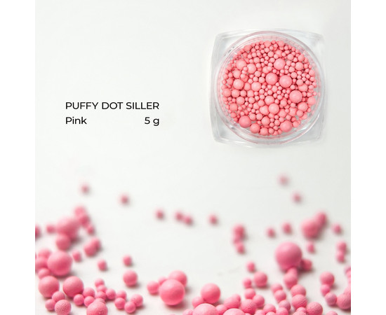 Зображення 2 Бульонки кольорові для декору нігтів Siller Puffy Dot Pink Рожевий, 5 г