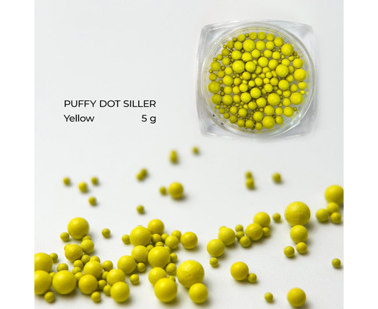 Изображение 2 Бульонки цветные для декора ногтей Siller Puffy Dot Yellow Желтый, 5 г